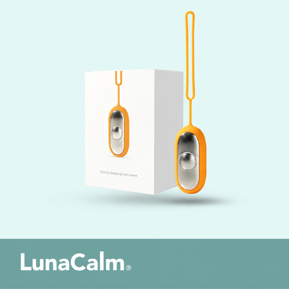 LunaCalm orange device with white Spring Sleeping Instrument box