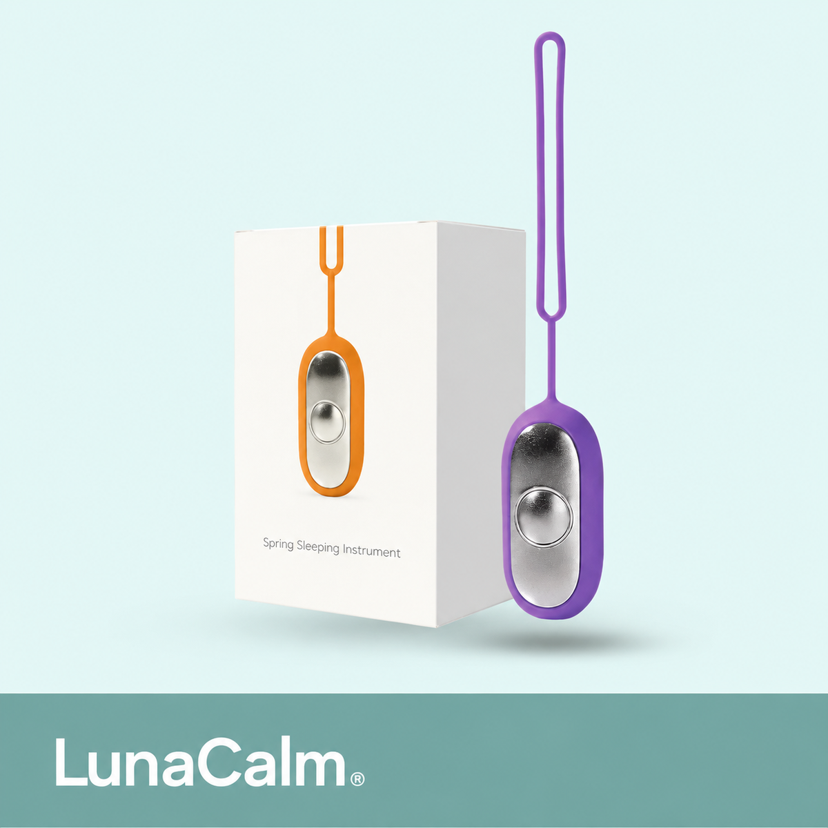 LunaCalm purple device with white Spring Sleeping Instrument box